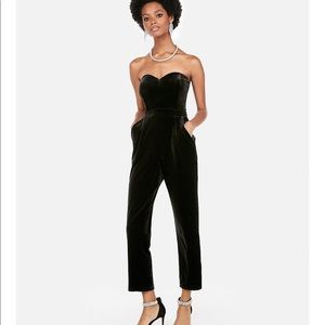 Velvet sweetheart neckline jumpsuit